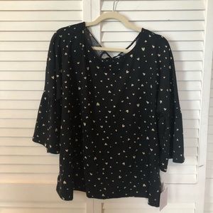 Lauren Conrad 3/4 sleeve frock blouse with hearts